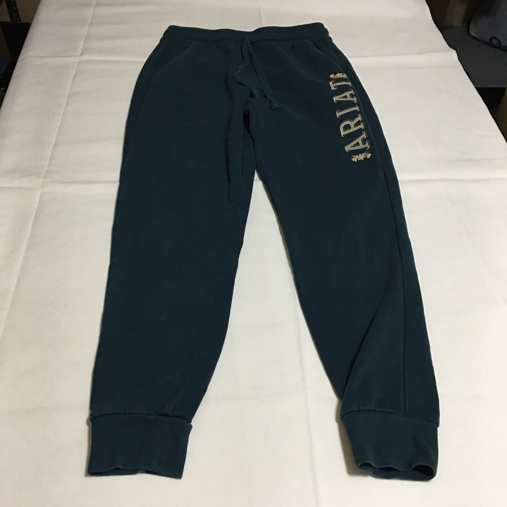 Ariat Real Sweatpants Women Medium Dark Teal Logo Graphic Joggers